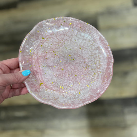 Resin Plate Pink with Gold Flakes